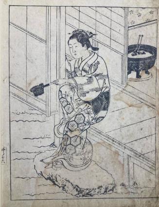 Girl Sitting On A Veranda With A Dinner In Her Hand
