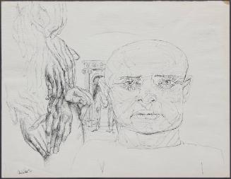 untitled (Depiction of the Head of a Man with Multiple Hands to the Left)