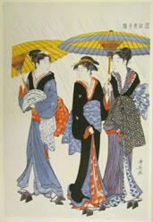 Under Umbrellas in a Shower, from the series A Brocade of Eastern Manners (Fuzoku Azuma no nishiki)