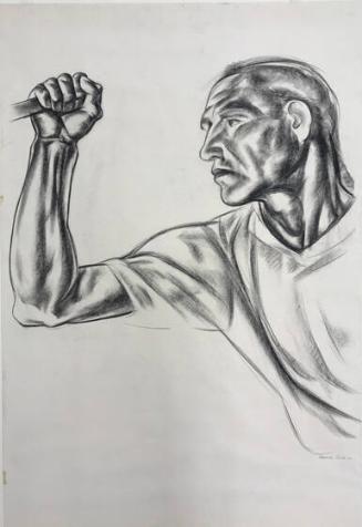 Untitled (man with right arm bent), drawing for the mural The Importance of San Antonio in Texas History