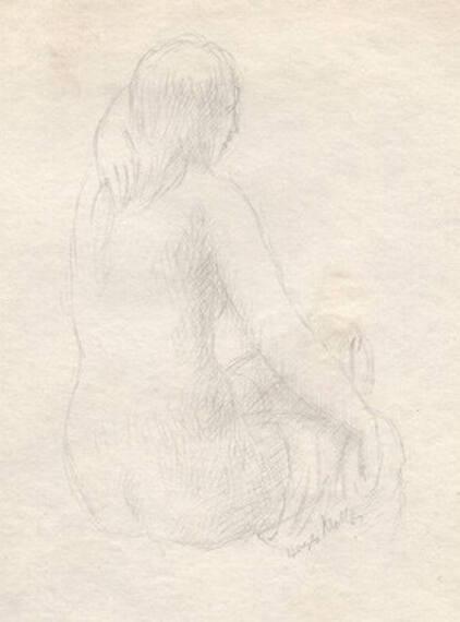 Title unknown (Seated female figure from rear)