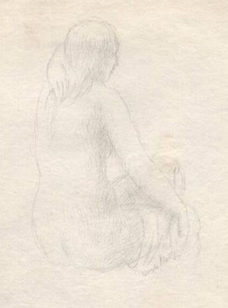 Title unknown (Seated female figure from rear)