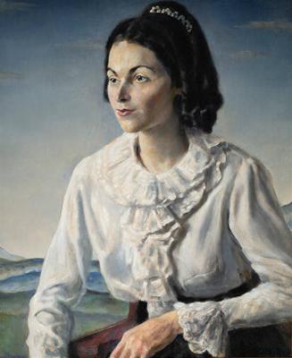 Woman with ruffled blouse