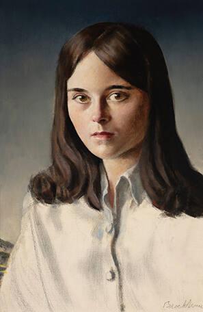 Portrait of a Brunette in a white shirt