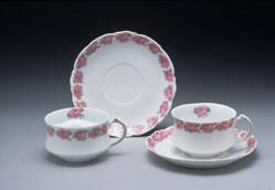 Mustache cup and saucer, "His and Hers" set