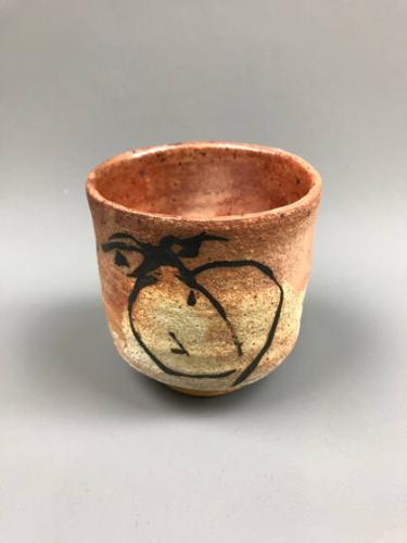 Yunomi with Peach, Salt Fired