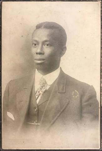 Bust-length portrait of an African-American man