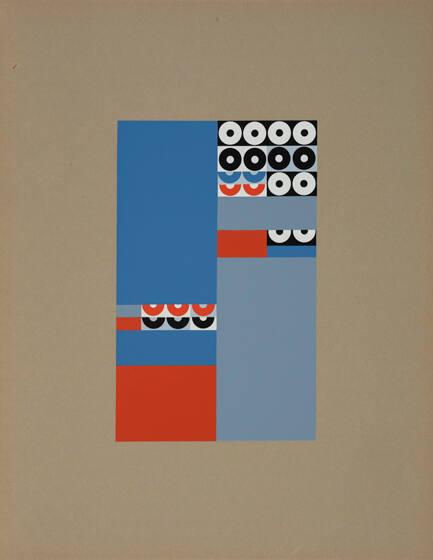 1928-23 Composition verticale-horizontale à cercles et demi-cercles, from an untitled portfolio of ten prints after original works by Sophie Taueber-Arp