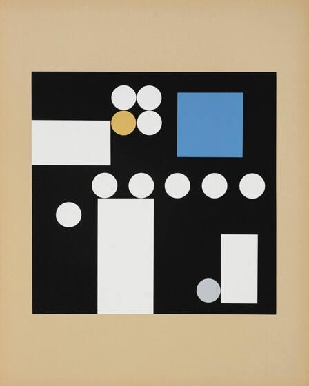 Composition à rectangles, cercles, carré et carré de cercles, 1933, from an untitled portfolio of ten prints after original works by Sophie Taueber-Arp
