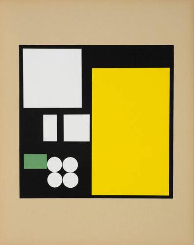 Composition à rectangles, carrés et carré de cercles, 1933, from an untitled portfolio of ten prints after original works by Sophie Taueber-Arp