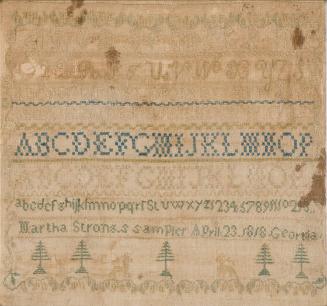 Sampler, attributed to Mrs. Finley's School, Bethlehem, Oglethorpe County, Georgia