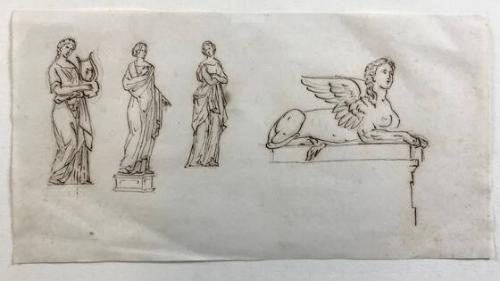 Study of Sphinx and Three Standing Figures