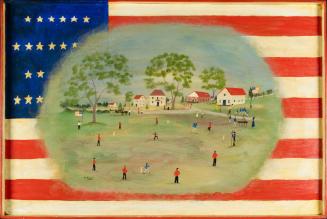 Baseball Scene on American Flag