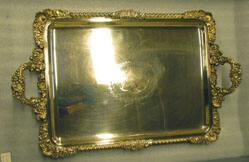 Sheffield plate tray with engraved coat of arms