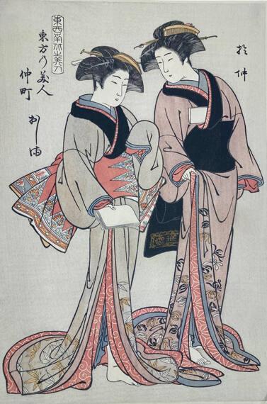 Beauties of the East, from "Beauties of the Four Directions" (Oshima and Onake, geisha from Nakanocho)