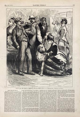 Beauty and the Beast -- A Sketch at the Dog Show (from Harper's Weekly, May 25, 1878)