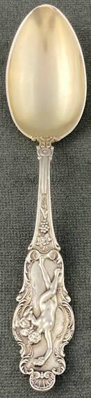 Teaspoon, Dancing Bacchante pattern based on sculpture by Frederick William MacMonnies