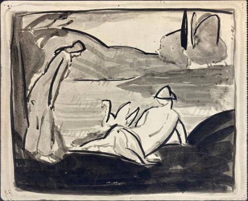 Recto: Untitled (Figures By A Lake)