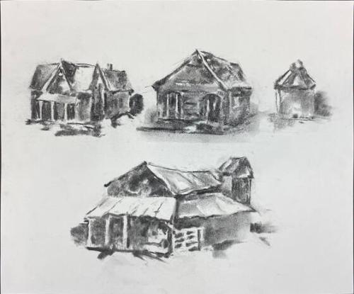 untitled [study of four rural buildings]