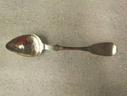 Teaspoon, engraved "W.T." for Colonel William Thomas, last High Sherriff of Montgomery County, Virginia and a founder of Blacksburg, Virginia
