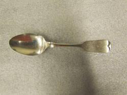 Teaspoon, engraved "C" for Conway, for either Mary Ann Wallace Conway or Cornelia Sophia Buchanan Conway, first and second wives of Bataille Fitzhugh Talliaferro Conway of Ellerslie Plantation near Wolftown, Madison County, Virginia