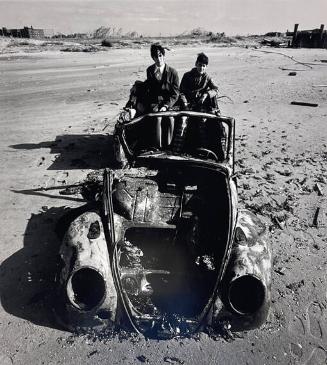 2 Boys in Old Car on Beach, Queens, NY

