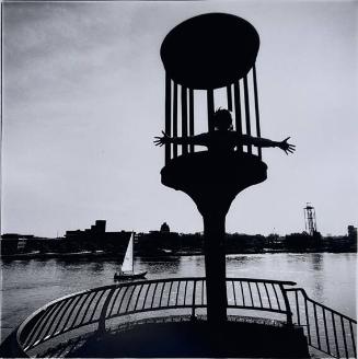 Boy inside Lamppost, NY
