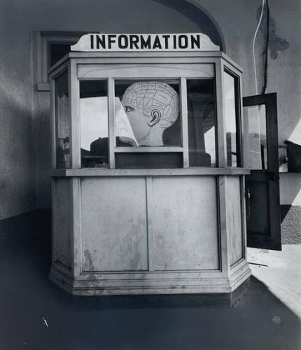 Phrenological Head in an Information Booth at a Train Station, NY
