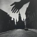Silhouette of a Hand in Front of a Brick Street with a Church at the End, Quebec
