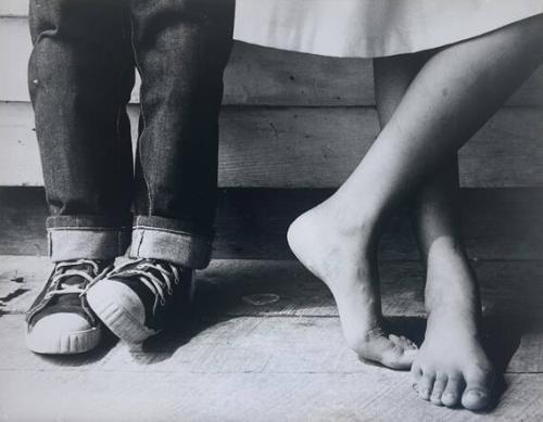 Cherokee Indian Brother and Sister and Their Feet, Cherokee, NC