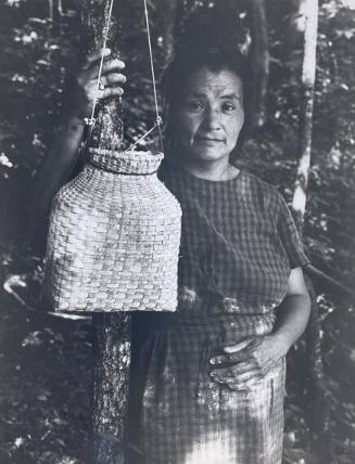 Cherokee Indian Woman with Fine White Oak Fishing Basket..., Cherokee, NC