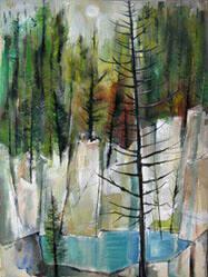 Quarry Pines (ME); (verso: Portrait of Chris Sheffield, 1950, watercolor on paper)