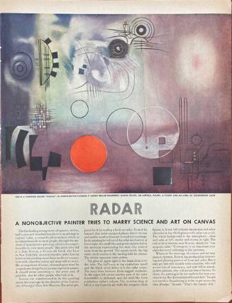 Radar, reproduced in Life Magazine, February 2, 1948 edition. Article title: Radar, A Nonobjective Painter Tries to Marry Science and Art on Canvas