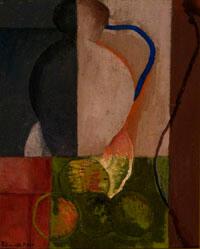 Untitled (Blue Handled Jug and Fruit)