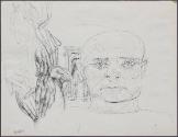 untitled (Depiction of the Head of a Man with Multiple Hands to the Left)