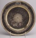 Silver plate with coat of arms and floral decoration