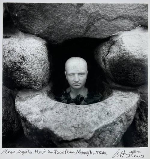 Phrenologists Head in Fountain, Lexington, Mass
