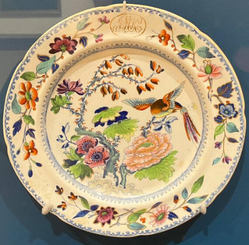 Plate with fired gilt monogram McK for McKinne