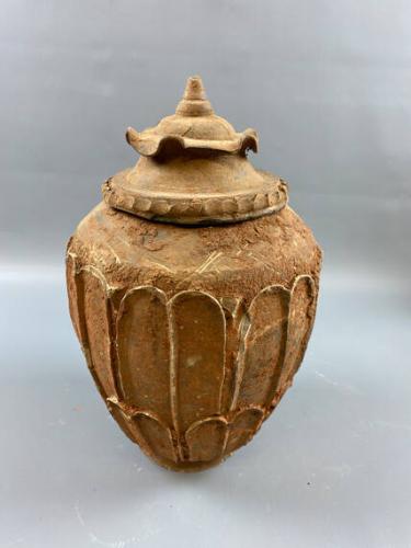 Pottery Lotus Jar with Cover
