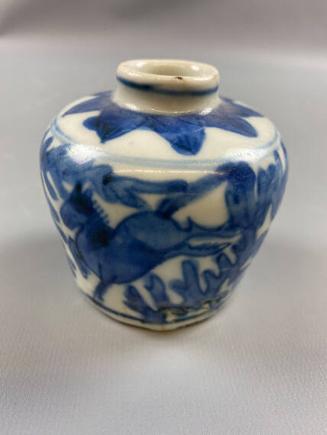 Blue and White Vase with Horses