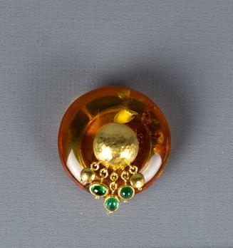 Amber and Cabochon Emerald Insert for Necklace