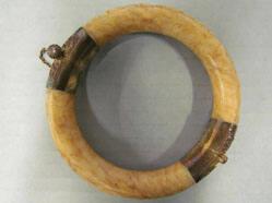 Hinged Bangle Bracelet W/Carved Serpants, Waves, And Characters