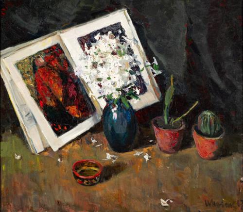 Still Life with Book and Flowers