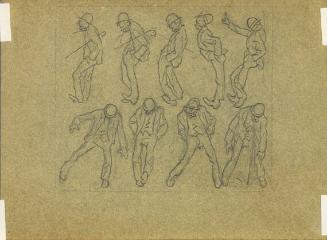untitled (Drawing of nine images of intoxicated man)
