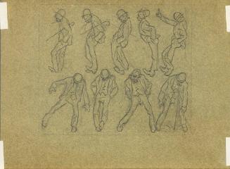 Untitled drawing of nine images of intoxicated man