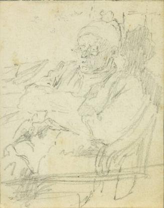 untitled (Drawing of old man seated in chair)