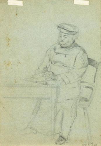 untitled (sketch of man at work desk)