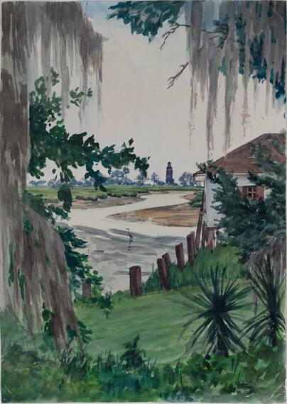 Sapelo Island, Lighthouse And Marsh, Low Tide