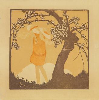 untitled (Print of woman under blossoming tree)