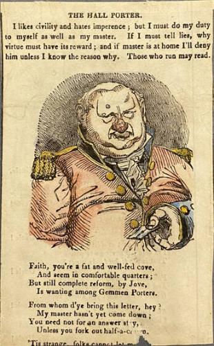 The Hall Porter, from The Gallery of Comicalities from Bell's Life in London